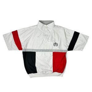 Vintage Alan Sport Colorblock Half Zip Pullover Shirt 90s Crest Logo Medium